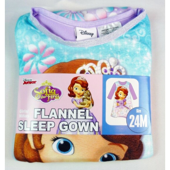 NEW Disney SOPHIA THE FIRST Toddler Girl Sleepwear Long Sleeve Flannel Gown  24M - Picture 1 of 6